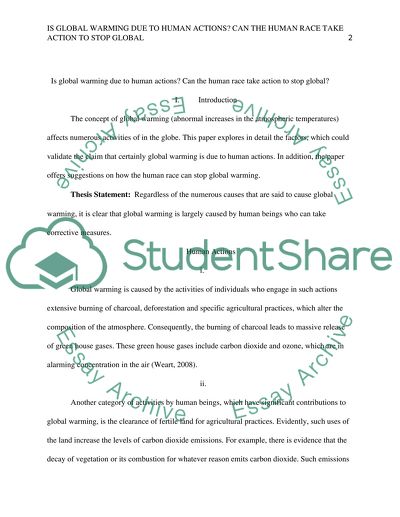 Is global warming due to human actions Can the human race take action to stop global warming