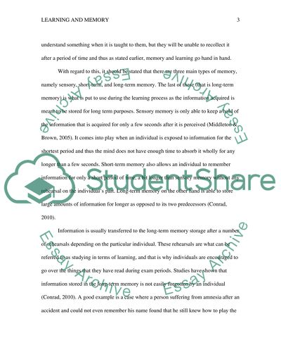 Biological and psychological basis of learning and memory