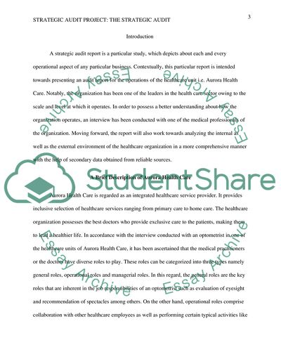 Strategic Audit Project: The Strategic Audit