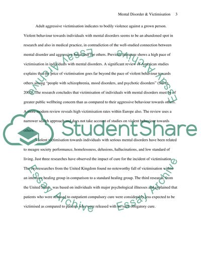 Mental Disorder & Victimisation