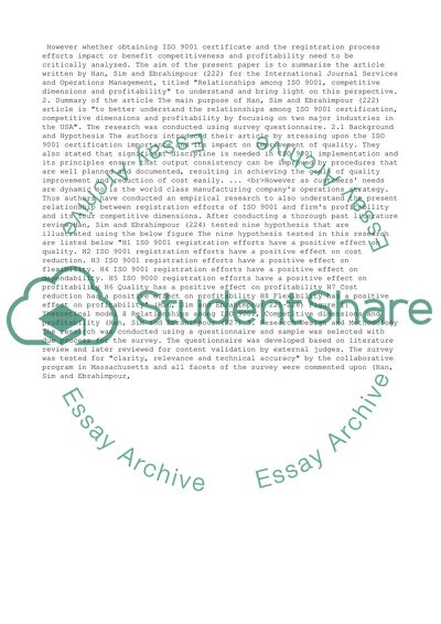 Relationships among ISO 9001, Competitive Dimensions and Profitability by Han