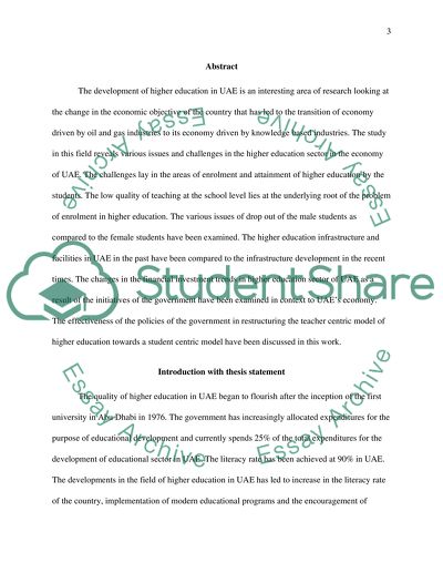 Development of Higher Education in UAE