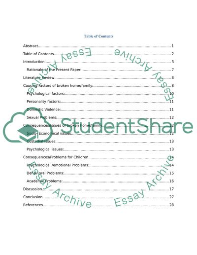 Broken homes/single parents issues and psychological impact on children and family