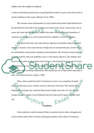 Crime and The American Dream