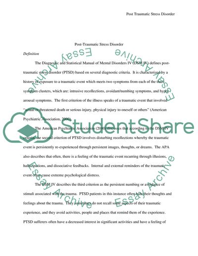 Definition, Symptoms and Interventions for Post-Traumatic Stress Disorder