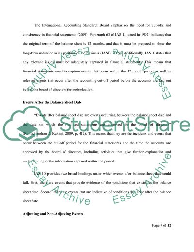 Accounting Principles - Events after the Balance Sheet Date