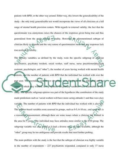 Borderline personality disorder research paper outline