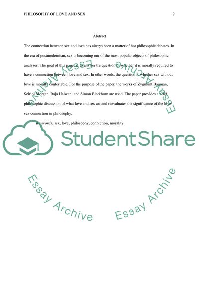 Is There an Inherent and Morally Required Connection Between Love and Sex