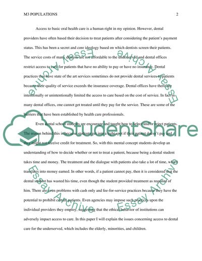 Dental Care Access to the Underserved