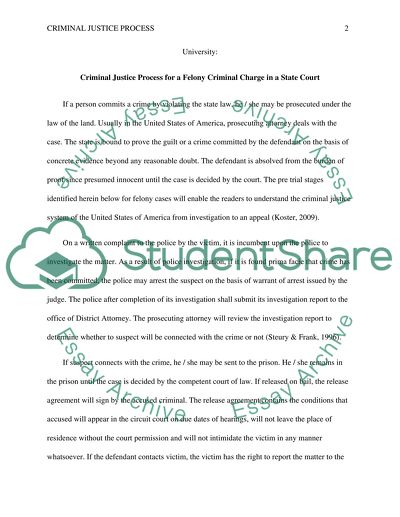 Criminal Justice Process for a Felony Criminal Charge in a State Court