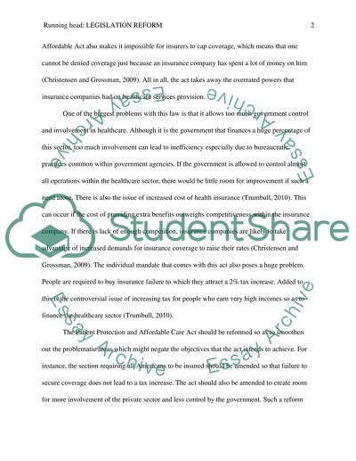 Legislation Reform Psychology Research Paper