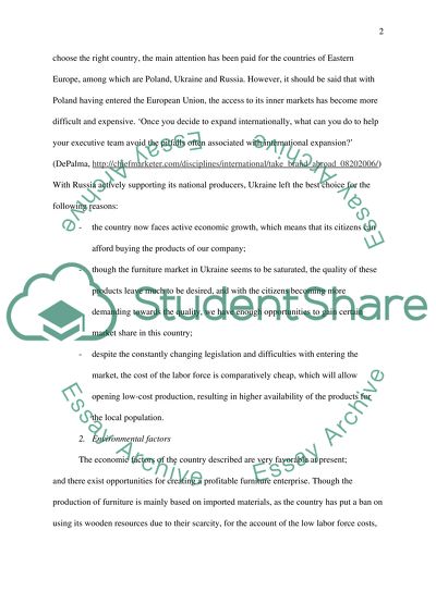 International Marketing: The Furniture Production