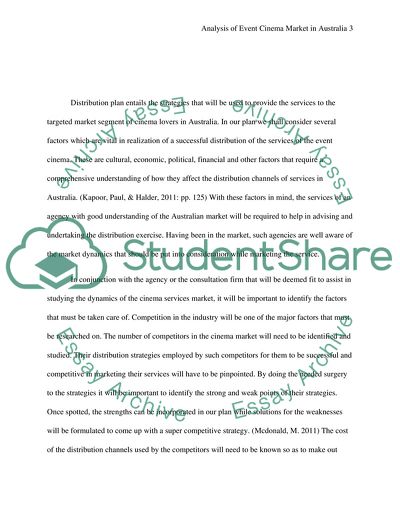 Task is to analyse the appropriate market segment for a service offering about Event cinema in Australia