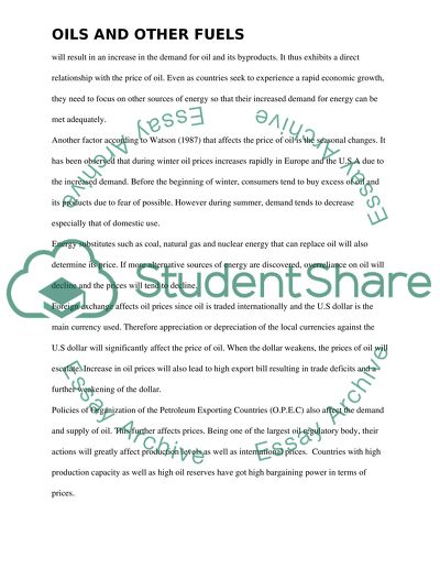Effects of Expected Future Increase in Oil Prices on the Market for Oil and Other Fuels