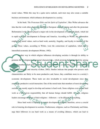 Influence of Religion on Developing Societies