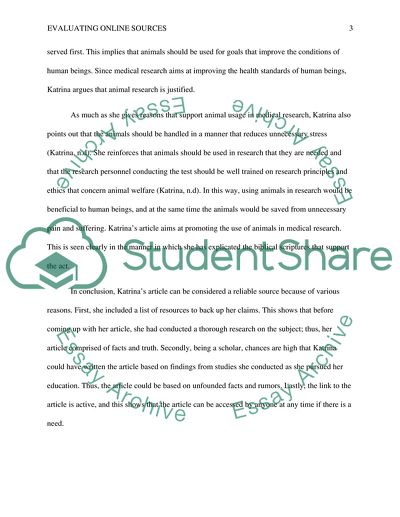 Evaluating Online Sources