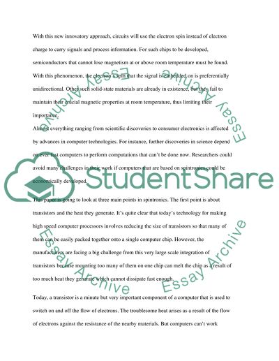 Spin Electrons and Its Use with Computers