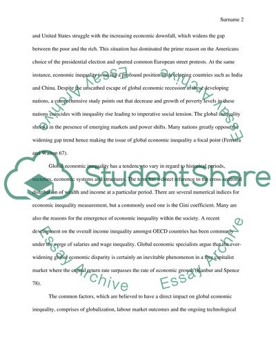 Concerns over Rising Levels Of Inequality in the Global Economy