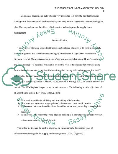 The Effects of Information Technology on the Supply Chain Management