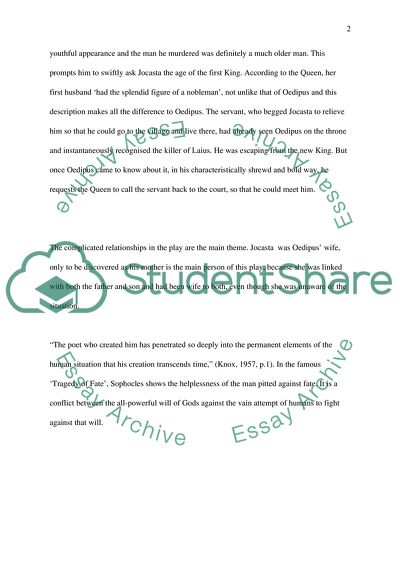 Analyzing Oedipus the King