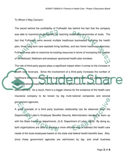 HCM477-0802A-01 Finance in Health Care - Phase 3 Discussion Board