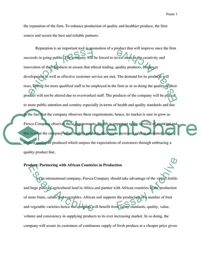 FRESCA company-TWO recommendations for improvements for any part of the marketing mix