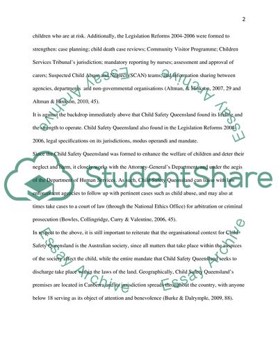 Child Protection Within the Organisation of Child Safety Queensland