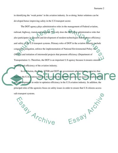 Federal Aviation Administration, National Transportation Safety Board and Department of Transportation