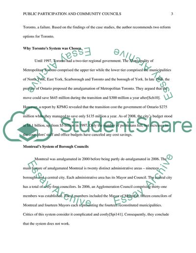 Public Participation and Community Councils in Toronto