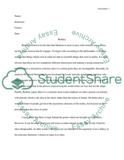 Berkley and Idealism