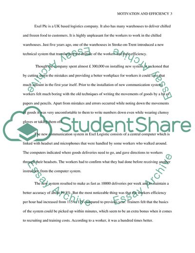 Correlation between Motivation and Efficiency