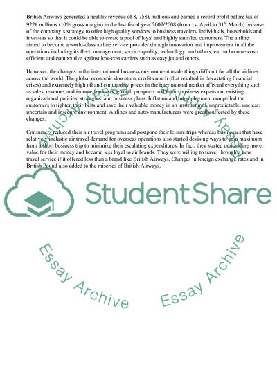 British Airways: Analysis of Financial Performance