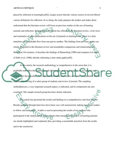 Reflecting on Practice by Arthur M. Langer