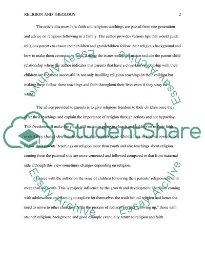 Book Explores Ways Faith Is Kept, or Lost, Over Generations