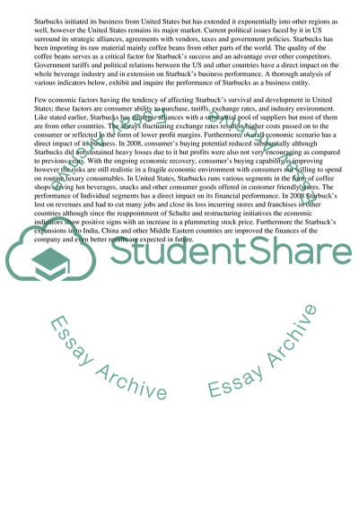 Strategic Management Analysis - Starbucks in US