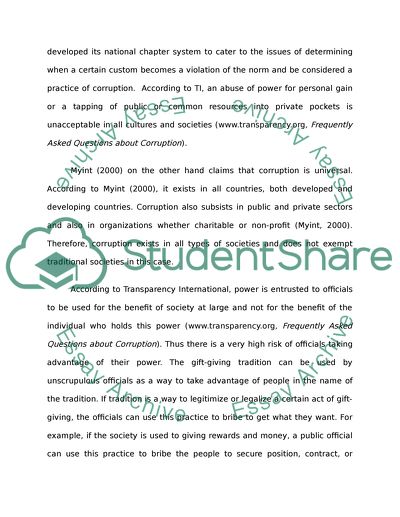 Corruption in Traditional Society