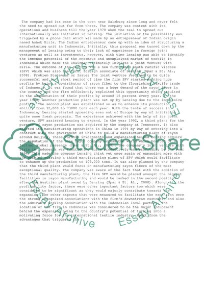 Production and Operations Management. Lenzing AG Case study