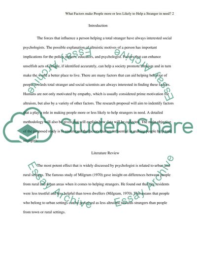 What Factors Make People More Or Less Likely To Help A Stranger In Need