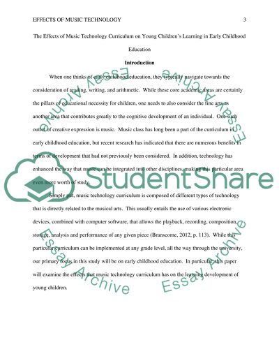 The Effects of Music Technology Curriculum on Young Childrens Learning in Early Childhood Education