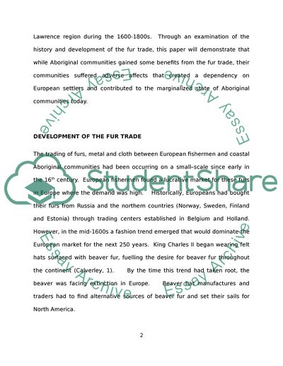 The Impact of the Fur Trade on Aboriginals in Canada