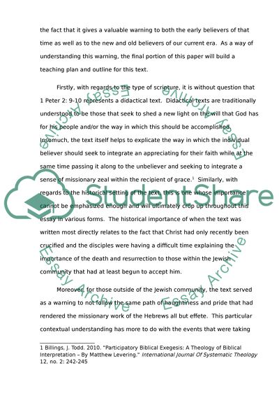 The Inclusion of 1 Peter 2:9-10 and the Understanding of the Elect