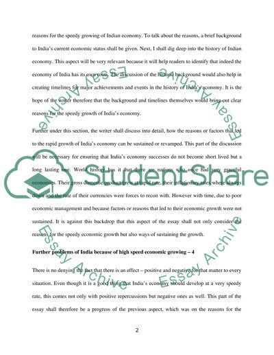 Reasons for the Speedy Growing and Further Problems of the Indian Economic