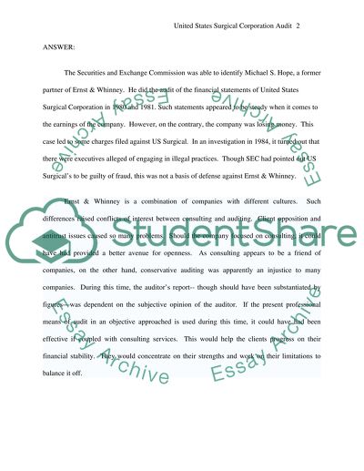 United States Surgical Corporation Audit