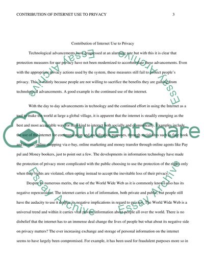 Contribution of Internet use to privacy