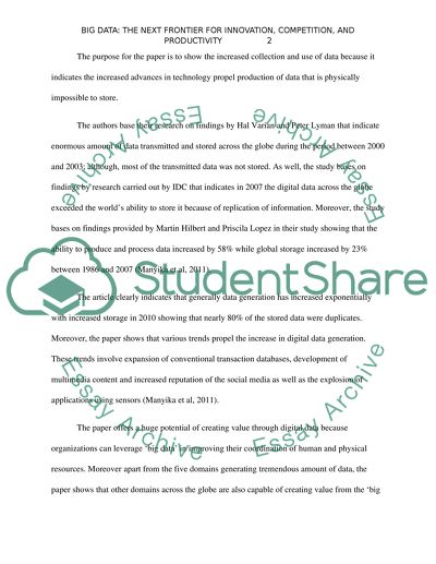 Big data: The next frontier for innovation, competition, and productivity