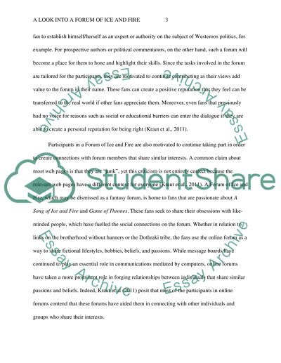 A Look into a Forum of Ice and Fire