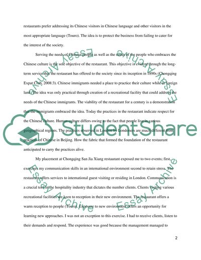 The Experience after Restaurant Training