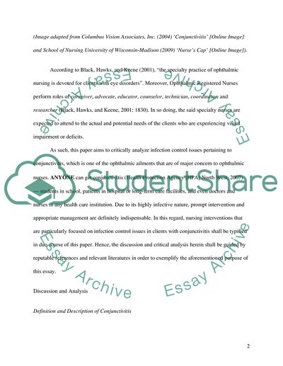 Infection Control Issues for Patients with Conjunctivitis