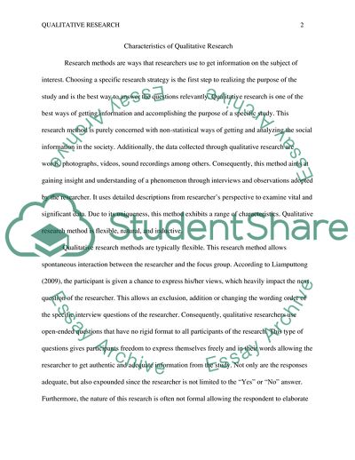 Characteristics of Qualitative Research