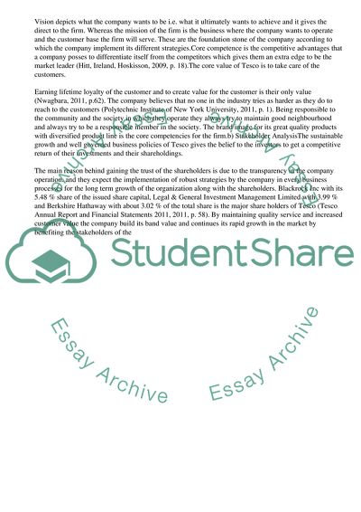 Business Strategy in Tesco